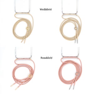 Mobile phone chain with case for hanging around the neck with interchangeable cord. Mobile phone strap can be changed in silver or gold image 8