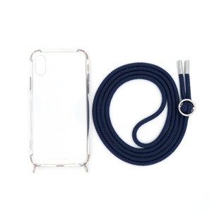 Mobile phone chain with case cover with interchangeable cord for hanging around your neck. Mobile phone strap for changing in silver or gold image 10