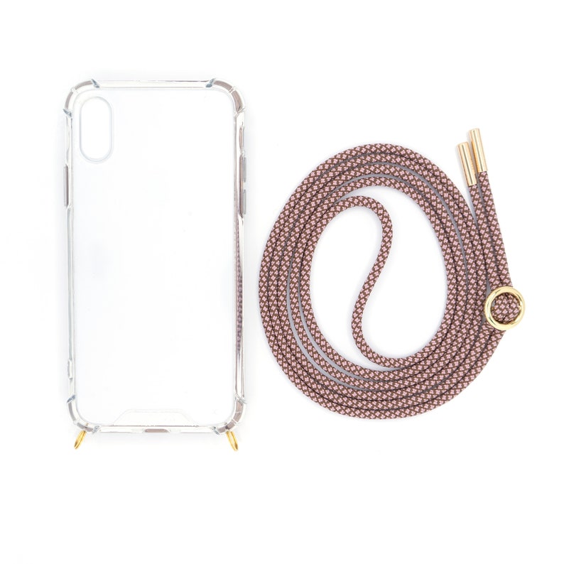 Mobiele telefoonketting met etui om om de nek te hangen met verwisselbaar koord. Mobiele telefoonband kan in zilver of goud verwisseld worden afbeelding 10