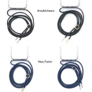 Mobile phone chain with case for hanging around the neck with interchangeable cord. Mobile phone strap can be changed in silver or gold image 6