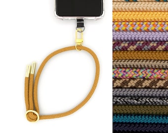 Universal cell phone wristlet chain with carabiner and optional with patch with interchangeable cord cell phone strap in many colors