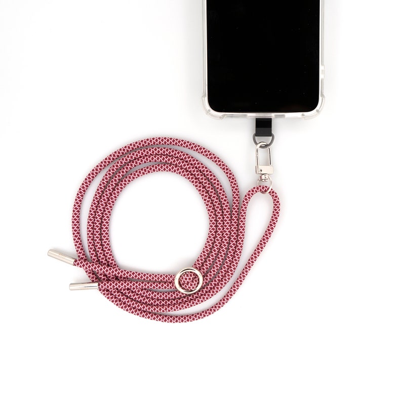 Universal cell phone chain with carabiner and optional with patch with interchangeable cord cell phone strap in many colors image 7