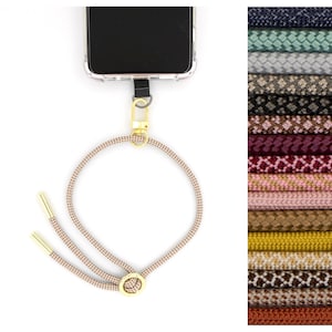 Chaîne courte universelle pour téléphone portable avec mousqueton et en option avec boucle pour téléphone portable avec cordon interchangeable, bracelet pour téléphone portable à changer