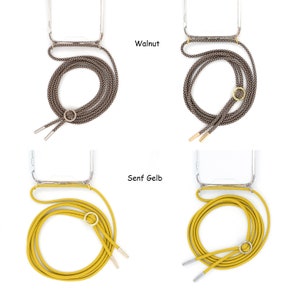 Mobile phone chain with case for hanging around the neck with interchangeable cord. Mobile phone strap can be changed in silver or gold image 9