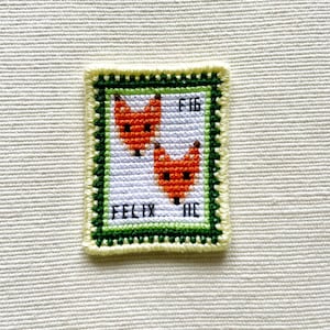 Patrón digital de parche de sello de zorro / Parche de animal del bosque estilo franqueo / Descarga instantánea