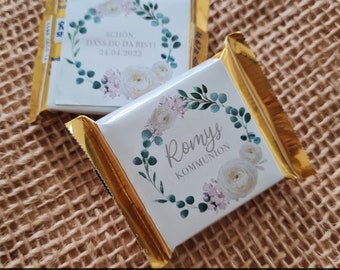 10 banderoles for chocolate "self-adhesive" gifts for baptism, confirmation, communion