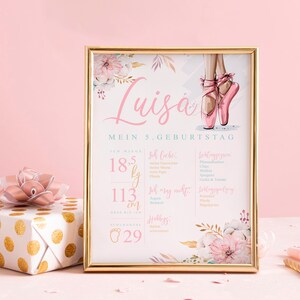 Meilensteintafel Geburtstag A3 - Ballerina / Ballett