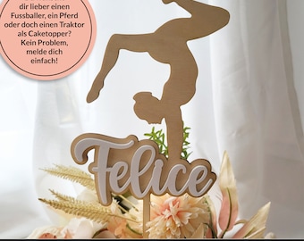 Caketopper gymnast made of wood & acrylic / cake decoration / wedding / birthday / desired motif