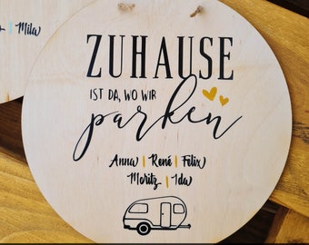 Wooden sign "Spruch + Travel Points"