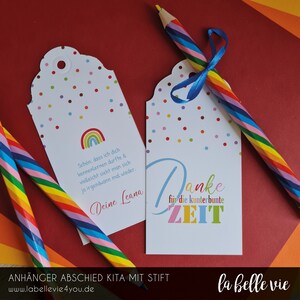 Ab 5 Stück: Anhänger Abschied Kita mit Regenbogenstift