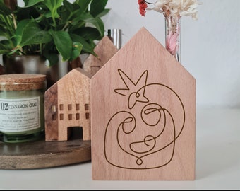 Holzhaus "Weihnachten" 10 x 14,5 cm / personalisiertes Geschenk Weihnachten