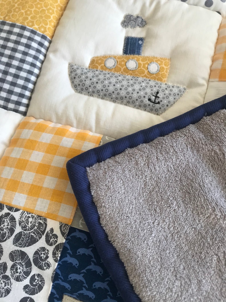 Krabbeldecke mit Namen, Individuelle Babydecke JORIS, Patchworkdecke, personalisiert Bild 6