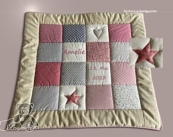 Krabbeldecke mit Namen, Babydecke, Krabbeldecke mit Namen  Amelie Patchworkdecke, personalisiert