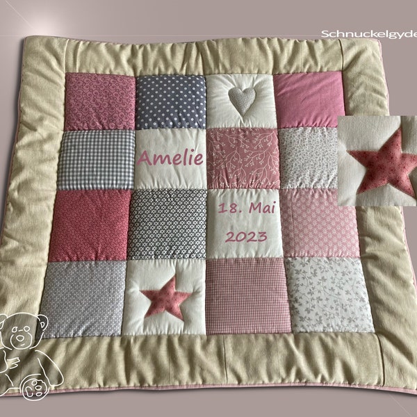 Crawling blanket with name, baby blanket, crawling blanket with name Amelie patchwork blanket, personalized