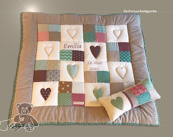 Krabbeldecke mit Namen, Krabbeldecke mit Namen, Babydecke,  EMILIA Patchworkdecke, personalisiert