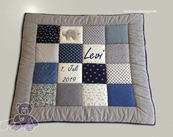 Krabbeldecke mit Namen, Babydecke,  Krabbeldecke mit Namen     Levi Patchworkdecke, personalisiert