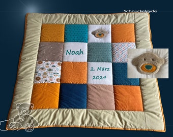 Krabbeldecke mit Namen, Babydecke,  Krabbeldecke mit Namen NOAHPatchworkdecke, personalisiert