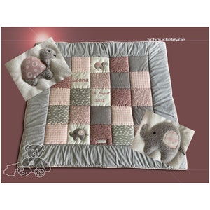 Crawling blanket with name, individual baby blanket LEONA patchwork blanket, personalized