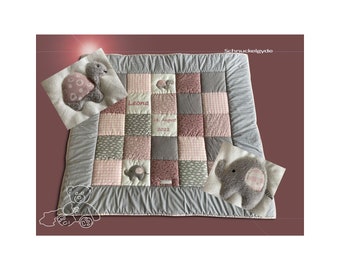 Krabbeldecke mit Namen, Individuelle Babydecke LEONA Patchworkdecke, personalisiert