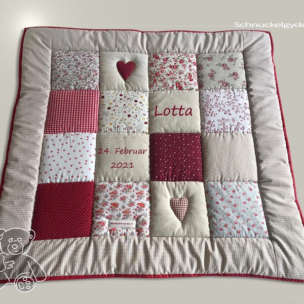 Crawling blanket with name, baby blanket, crawling blanket with name Lotta patchwork blanket, personalized