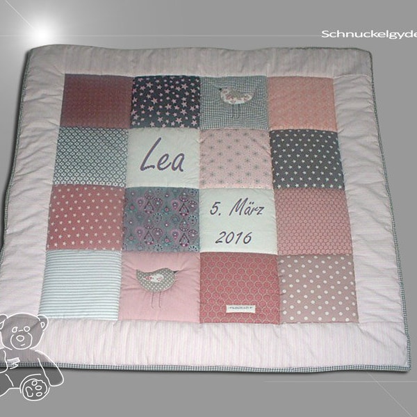 Crawling blanket with name, baby blanket, crawling blanket with name Lea patchwork blanket, personalized
