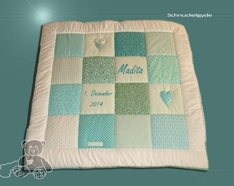 Krabbeldecke mit Namen, Babydecke,  Krabbeldecke mit Namen          Madita Patchworkdecke, personalisiert