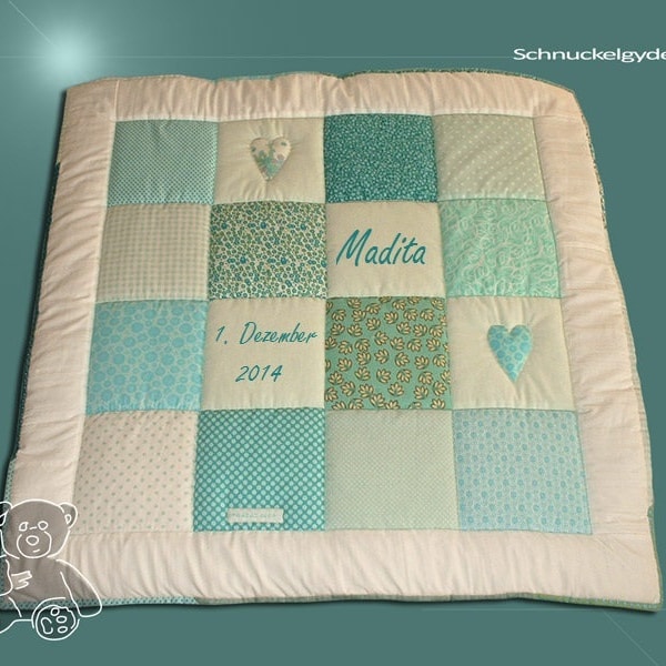 Krabbeldecke mit Namen, Babydecke,  Krabbeldecke mit Namen          Madita Patchworkdecke, personalisiert