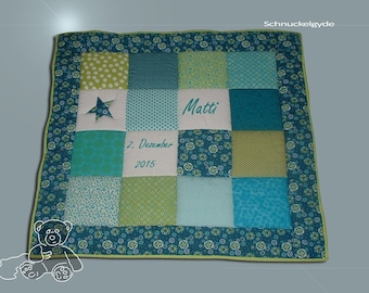 Krabbeldecke mit Namen, Babydecke,  Krabbeldecke mit Namen Matti Patchworkdecke, personalisiert