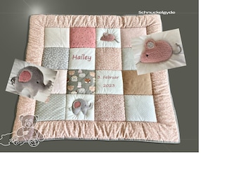 Krabbeldecke mit Namen, Babydecke, Krabbeldecke mit Namen, HAILEY Patchworkdecke, personalisiert