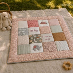 Krabbeldecke mit Namen, Babydecke, Krabbeldecke mit Namen, HAILEY Patchworkdecke, personalisiert