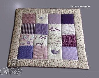 Krabbeldecke mit Namen, Babydecke,  Krabbeldecke mit Namen , Malina Patchworkdecke, personalisiert