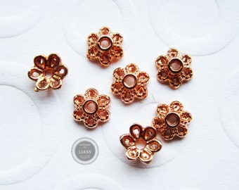20 rosegoldene Perlenkappen 6 mm