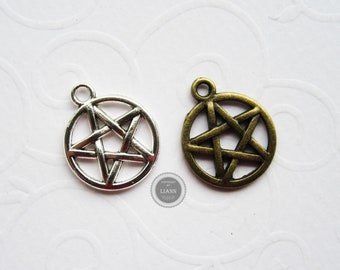2 Pentagramme Anhänger 20 x 16 mm, bronze oder silber