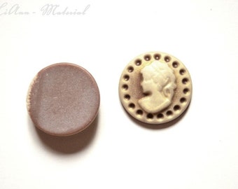 1419 16 Stück Harz Resin 24x18mm Cabochons Porträt Kamee Dame Bunt