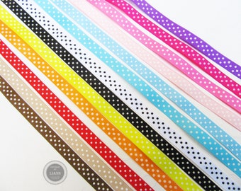 1 Euro/Meter: 1 m Ripsband mit Punkten, 1 cm breit, blau, braun, rot, pink, grün, orange, gelb, lila, mint, beige, schwarz, grau, weiß, rosa