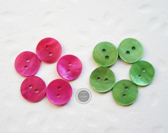 10 runde Perlmuttknöpfe ca. 11 mm, pink oder grün