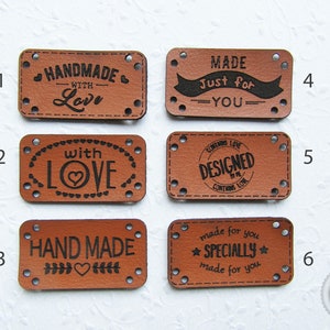 3 Handmade-Aufnäher, braun, Auswahl