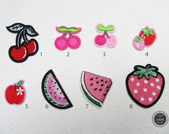 Ab 1,10 Euro: 1 Bügelbild Applikation Kirschen, Erdbeeren, Melonen, Apfel Auswahl