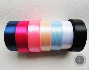 0,75 Euro/Meter: 3 m  Satinband, 2,5 cm breit, Farbwahl marine, pink, rosa, weiß, schwarz, apricot, hellblau