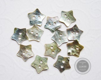 10 Perlmuttknöpfe Sterne ca. 13 mm