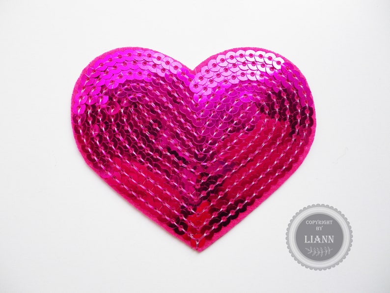 1 Applikation Herz mit Pailletten, Farbwahl rot, gold, rosa oder pink pink