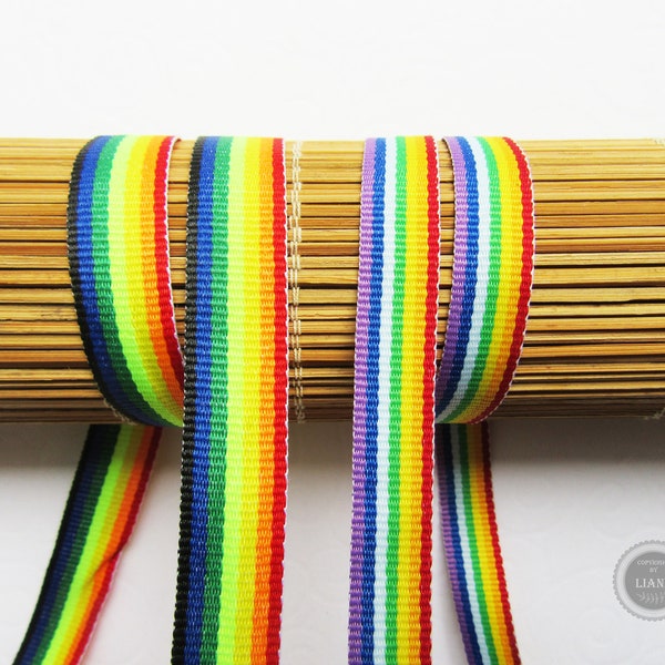 1,20 Euro/Meter: Webband, regenbogen-bunt, ca. 1,1 oder 1,5 cm breit