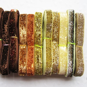 1 Euro/Meter: 2 m Glitzerborte, 1cm breit, Farbwahl braun/kupfer/gold/beige