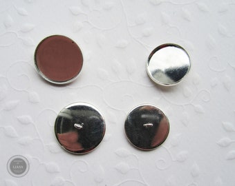 Ab 1,20 Euro: 2 silberfarbene Knopf-Fassungen für Cabochon etc., ca. 18 oder 20 mm