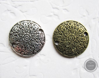 2 runde Verbinder 2 cm, Farbwahl: bronze- oder silberfarben