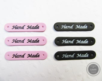 3 Handmade-Aufnäher aus Kunstleder, rosa oder schwarz