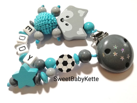 Schnullerkette mit Namen England Baby Fußball Junge Mädchen personalisiert