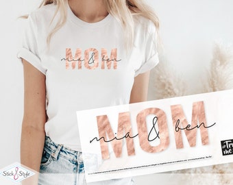 Bügelbild - Mama - Rosé Metalliclook - Wunschnamen