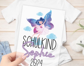 Bügelbild - Schulkind - Feenland - Wunschname & Wunschjahr