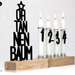 Adventskranz modern aus Holz Kerzenhalter Set länglich Adventsleiste mit Kerzen Oh Tannenbaum